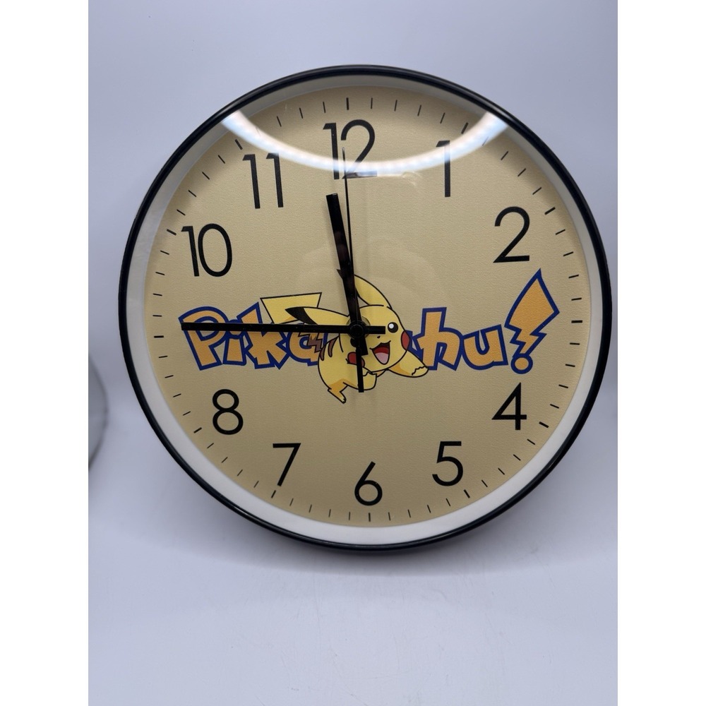Pokémon Pikachu Wall Clock – Yellow Analog Battery Powered Kids Room Decor